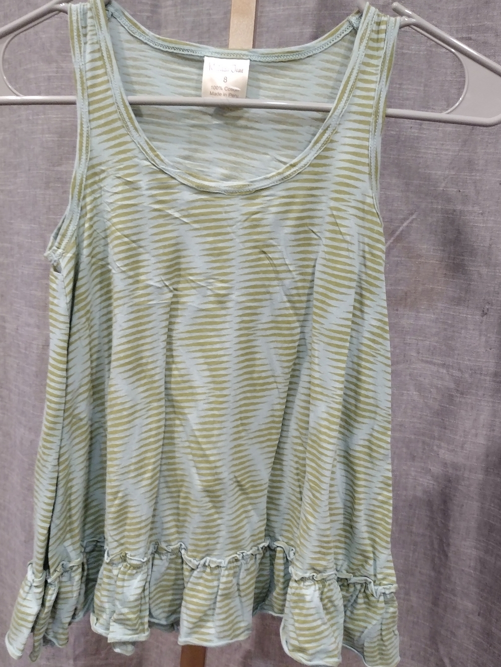 Matilda Jane Sage Green Striped Ruffle Hem Tank